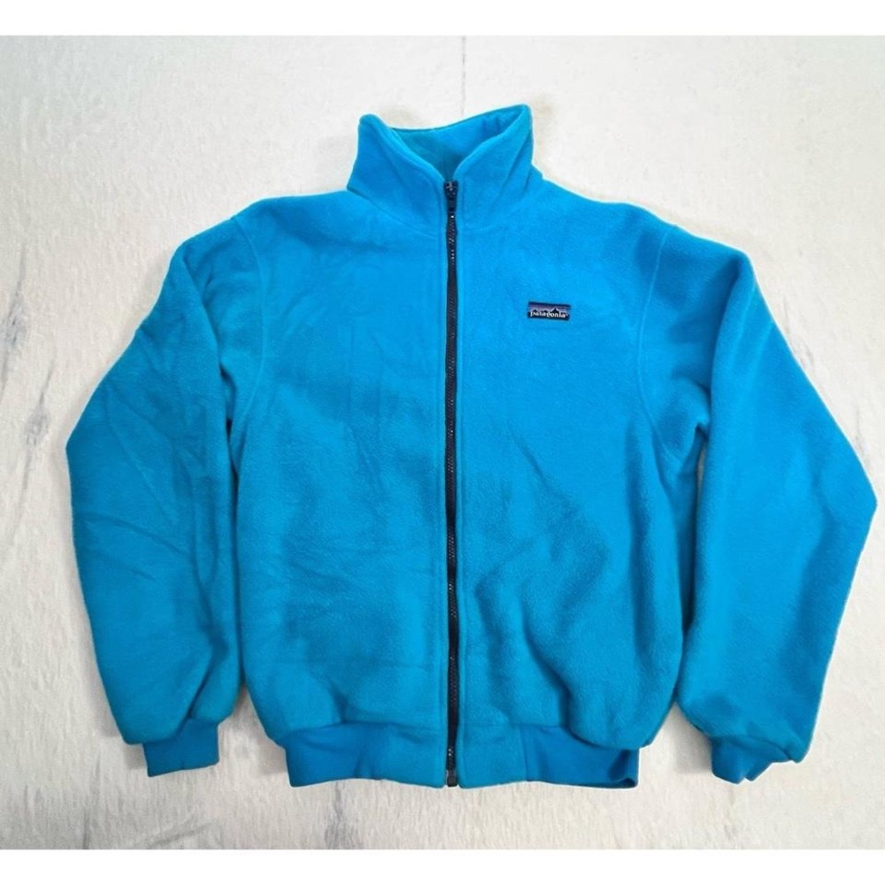 Patagonia Fleece Jacket Adult Large Blue Teal Full Zip Vintage Made in USA